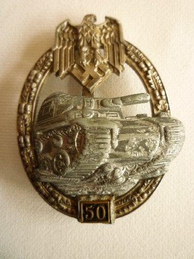 PANZER ASSAULT BADGE IN SILVER WITH NUMBER 50