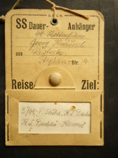 LABEL FOR SS ROTTENFUHRER TK. STUBA DACHAU..