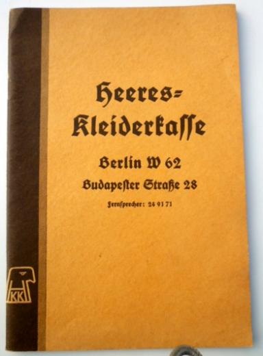 ORIGINAL 1939 WEHRMACHT KLEIDERKASSE LIST.