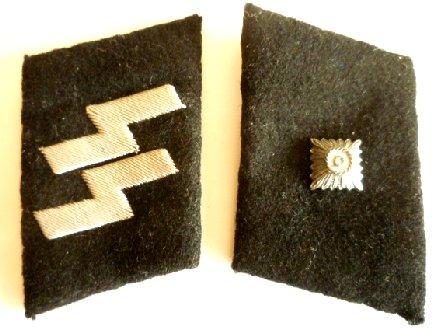 PAIR SS OFFICER QUALITY RUNIC NCO TABS.