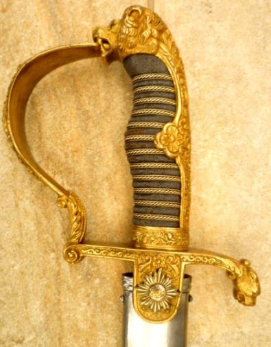 GROSSER LION HEAD PRESENTATION SWORD..ECHTE DAMASK!