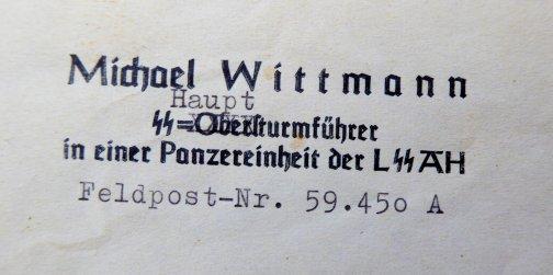 LETTER FROM MICHAEL WITTMANN TO A HJ