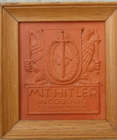 RARE COBURG TERRACOTTA WALL PLAQUE.