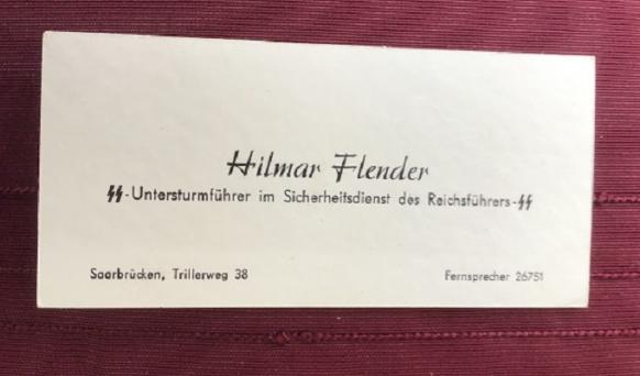 SS OFFICER VISITING CARD WITH DEDICATION.