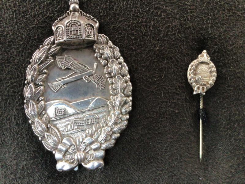 800 SILVER IMPERIAL CASED PILOT BADGE AND MINIATURE