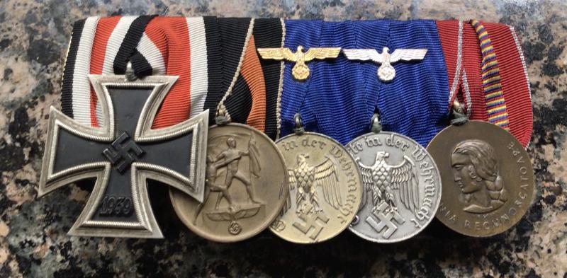 WEHRMACHT LONG SERVICE 5 MEDAL BAR.