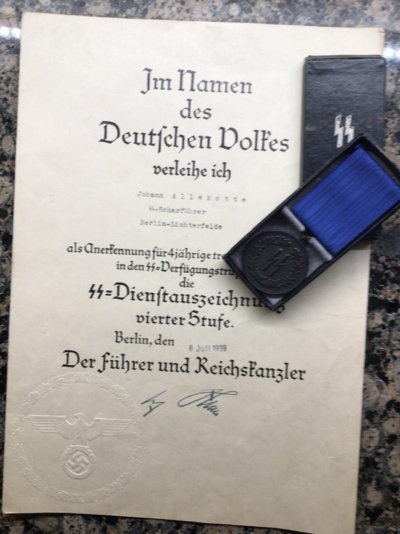 SS 4 YEAR BOXED MEDAL WITH LSSAH CITATION.